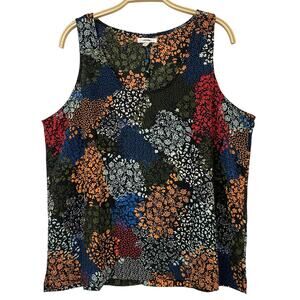 Maurices Boho Patchwork Sleeveless Top Women L Dark Floral Fall Cottagecore NWOT